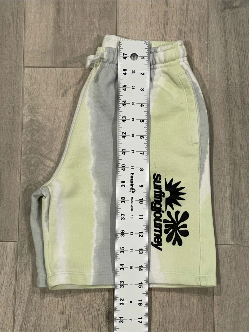 ZARA Kids Tie Dye Sweat Shorts Green Gray White | Size 9 (134 cm) Pocket Logo